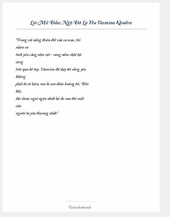 Trích đoạn Ngộ Đà La Yêu Yasmina Khadra