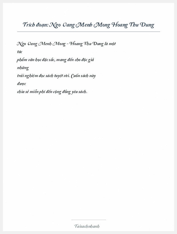 Trích đoạn Ngo Vang Menh Mong Hoang Thu Dung