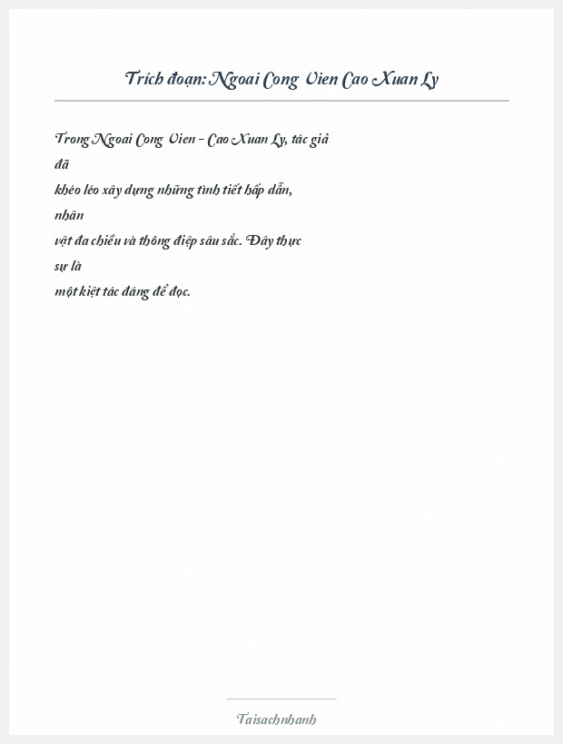 Trích đoạn Ngoai Cong Vien Cao Xuan Ly