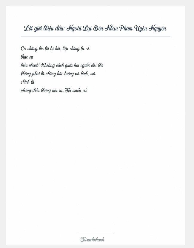 Trích đoạn Ngoài Lại Bên Nhau Phạm Uyên Nguyên