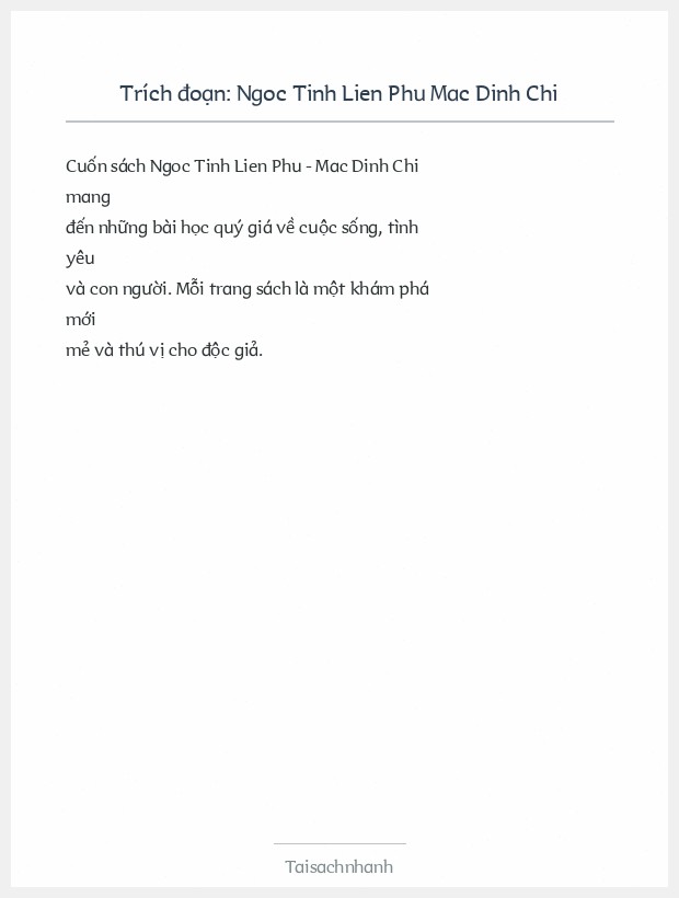 Trích đoạn Ngoc Tinh Lien Phu Mac Dinh Chi