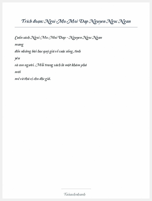 Trích đoạn Ngoi Mo Moi Dap Nguyen Ngoc Ngan