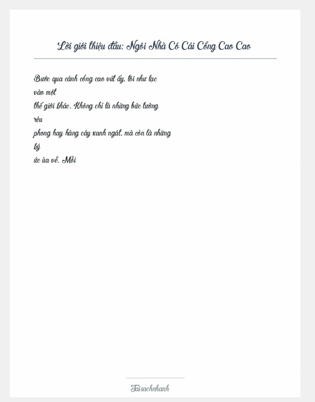 Trích đoạn Ngôi Nhà Có Cái Cổng Cao Cao