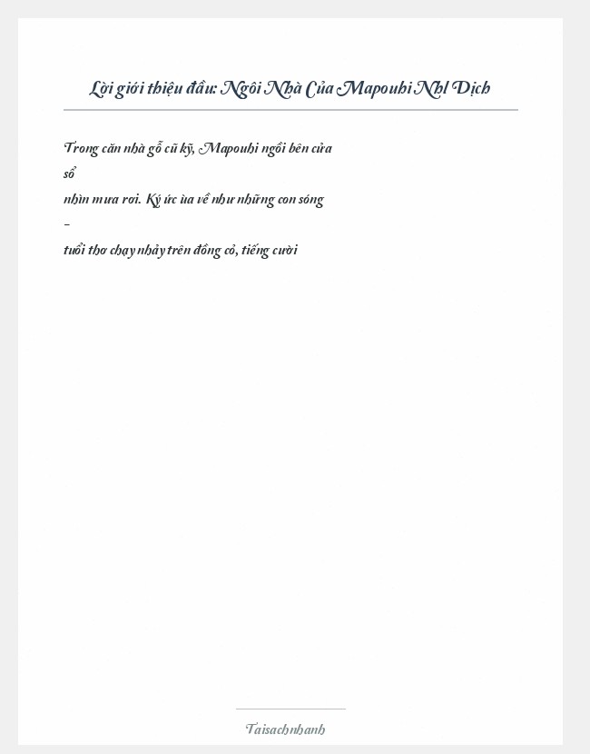 Trích đoạn Ngôi Nhà Của Mapouhi Nhl Dịch