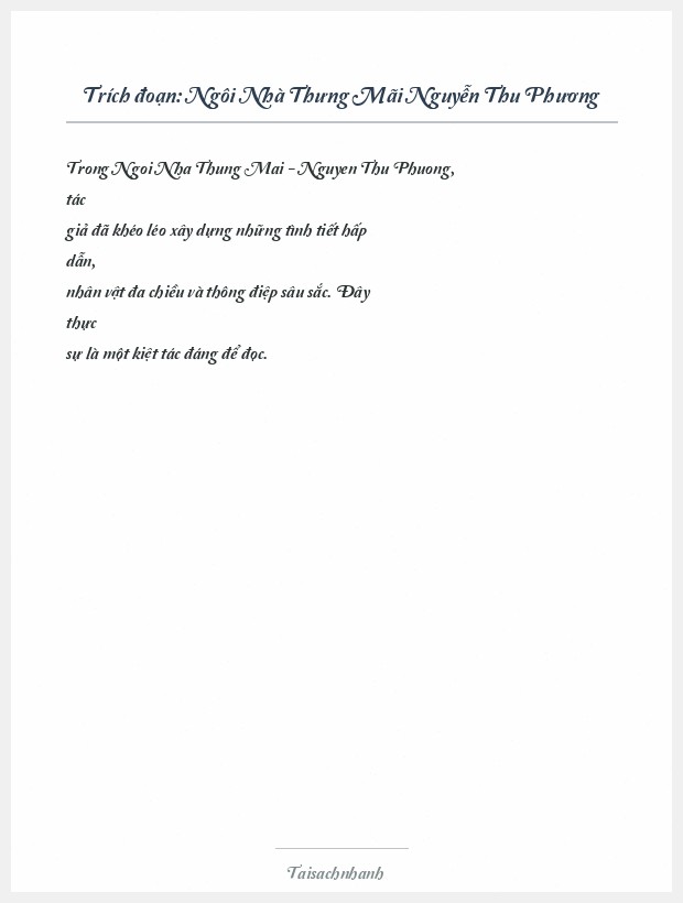 Trích đoạn Ngôi Nhà Thưng Mãi Nguyễn Thu Phương