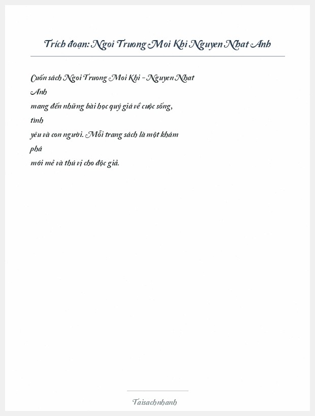 Trích đoạn Ngoi Truong Moi Khi Nguyen Nhat Anh