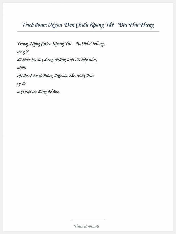 Trích đoạn Ngọn Đèn Chiếu Không Tắt - Bùi Hải Hưng