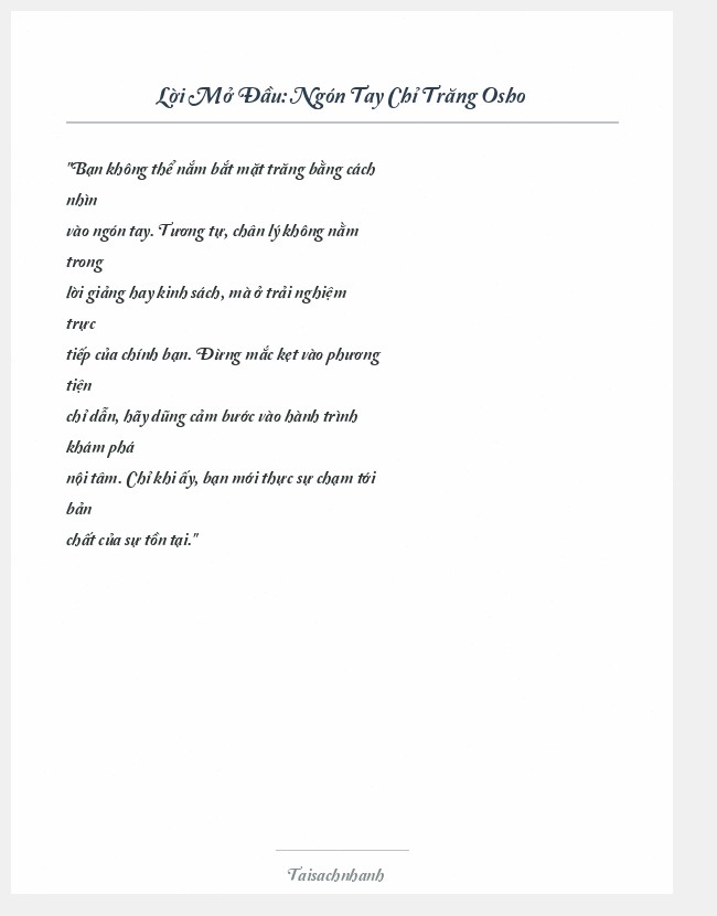Trích đoạn Ngón Tay Chỉ Trăng Osho