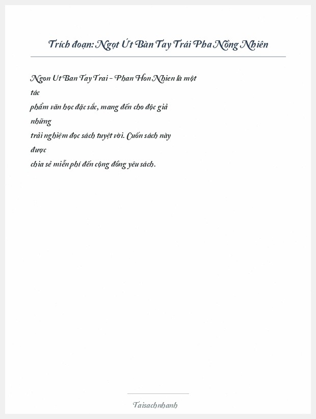 Trích đoạn Ngọt Ứt Bàn Tay Trái Pha Nồng Nhiên