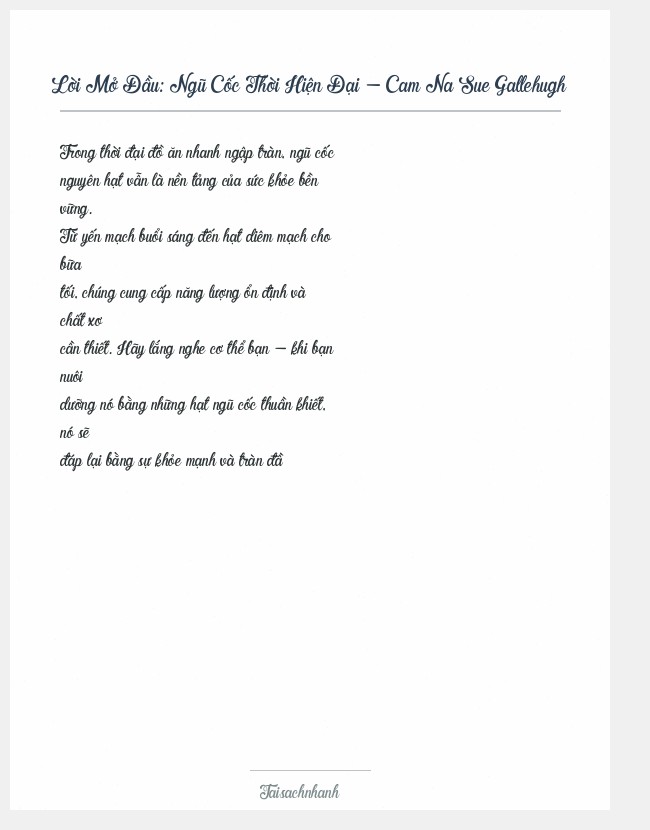 Trích đoạn Ngũ Cốc Thời Hiện Đại - Cam Na Sue Gallehugh