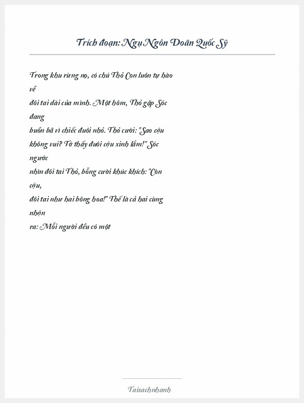 Trích đoạn Ngụ Ngôn Doãn Quốc Sỹ