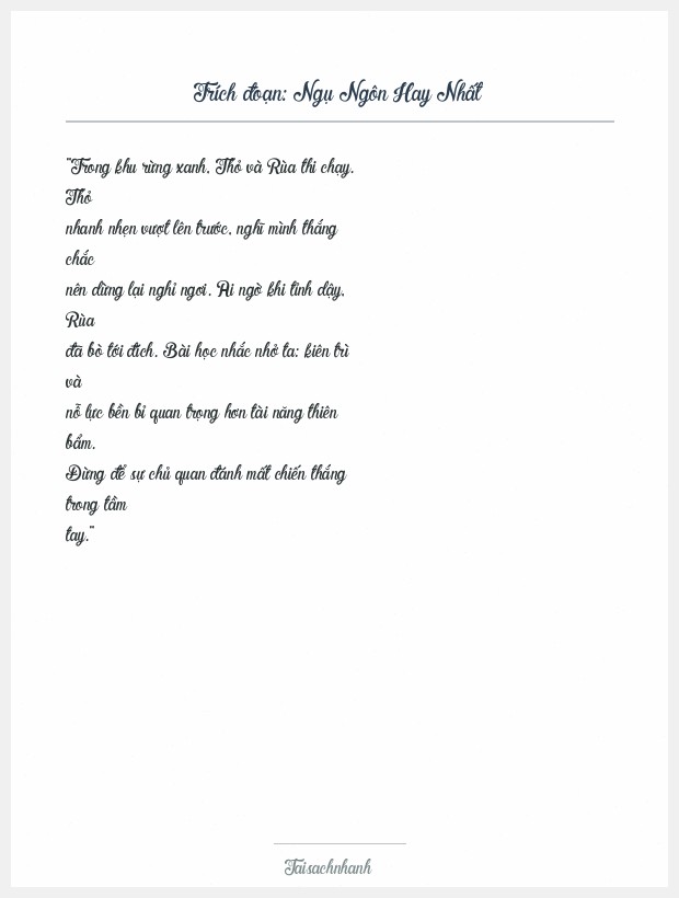 Trích đoạn Ngụ Ngôn Hay Nhất