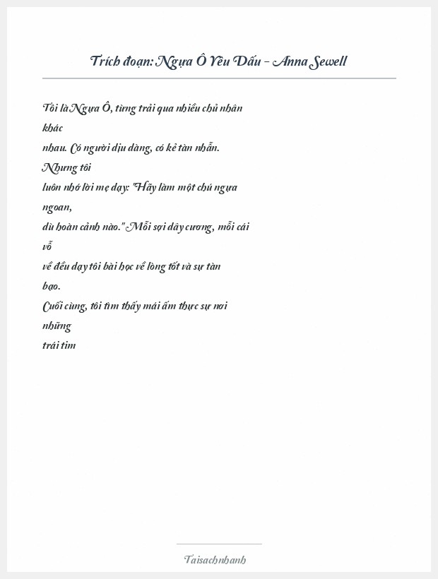 Trích đoạn Ngựa Ô Yêu Dấu - Anna Sewell