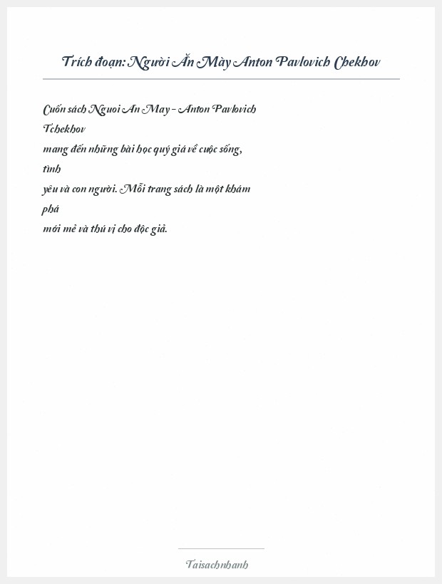 Trích đoạn Người Ăn Mày Anton Pavlovich Chekhov