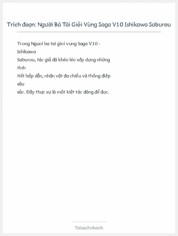 Trích đoạn Người Bà Tài Giỏi Vùng Saga V10 Ishikawa Saburou