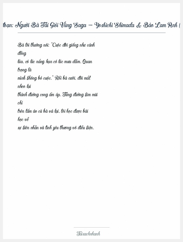 Trích đoạn Người Bà Tài Giỏi Vùng Saga - Yoshichi Shimada & Bảo Lam Anh (Dịch)