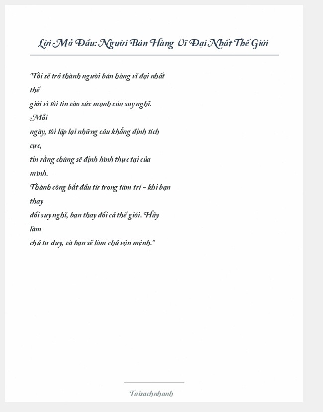 Trích đoạn Người Bán Hàng Vĩ Đại Nhất Thế Giới