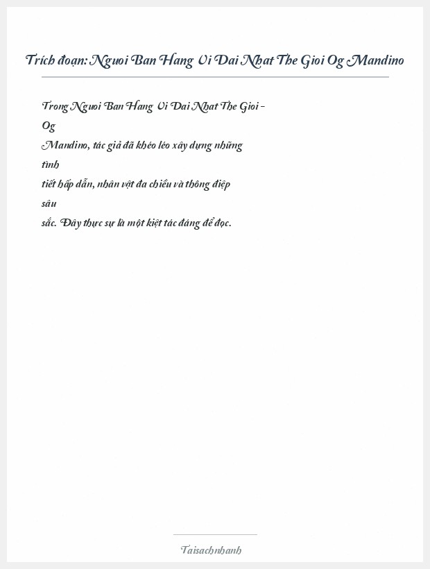 Trích đoạn Nguoi Ban Hang Vi Dai Nhat The Gioi Og Mandino