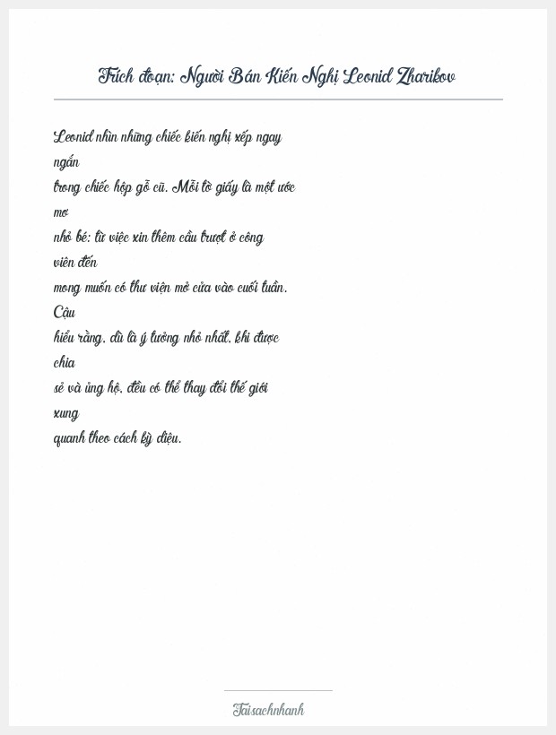Trích đoạn Người Bán Kiến Nghị Leonid Zharikov