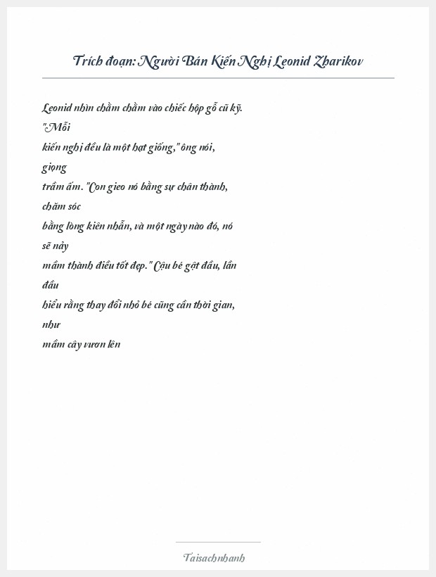 Trích đoạn Người Bán Kiến Nghị Leonid Zharikov