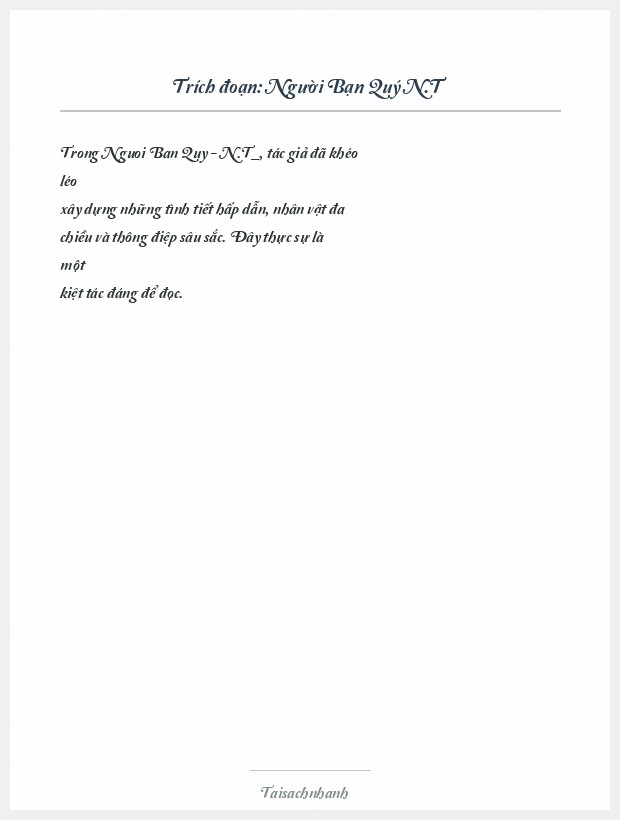 Trích đoạn Người Bạn Quý N.T