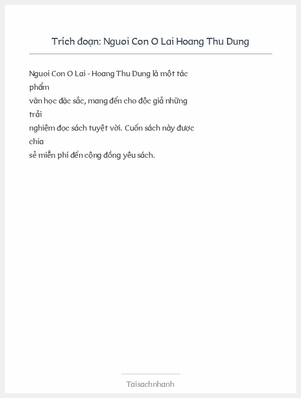Trích đoạn Nguoi Con O Lai Hoang Thu Dung