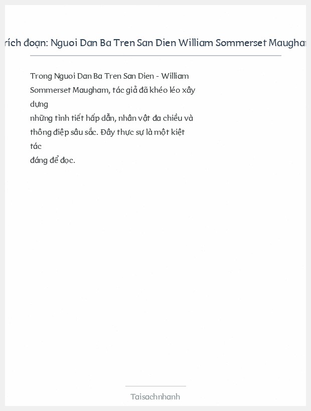 Trích đoạn Nguoi Dan Ba Tren San Dien William Sommerset Maugham