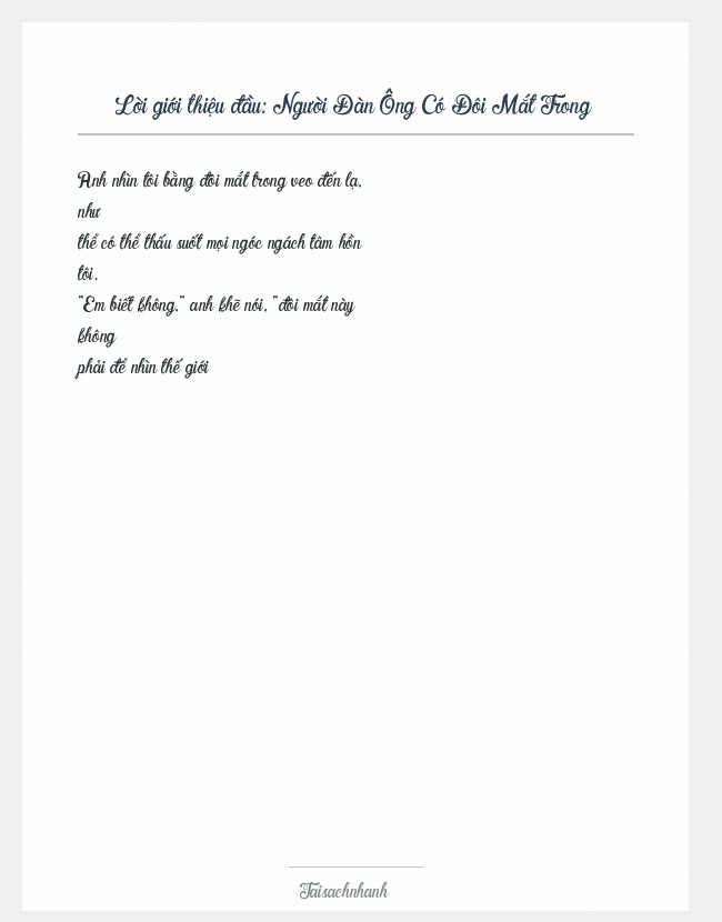 Trích đoạn Người Đàn Ông Có Đôi Mắt Trong