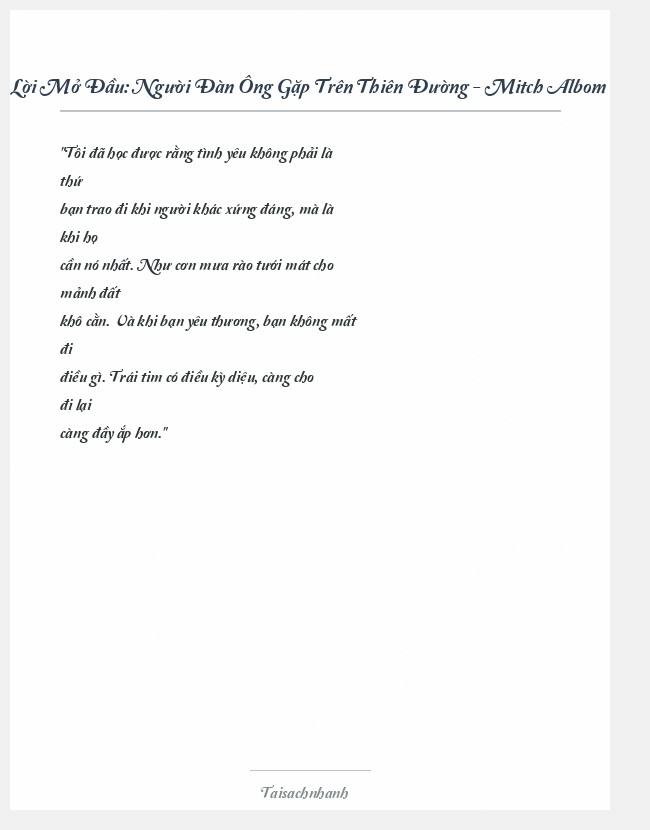 Trích đoạn Người Đàn Ông Gặp Trên Thiên Đường - Mitch Albom