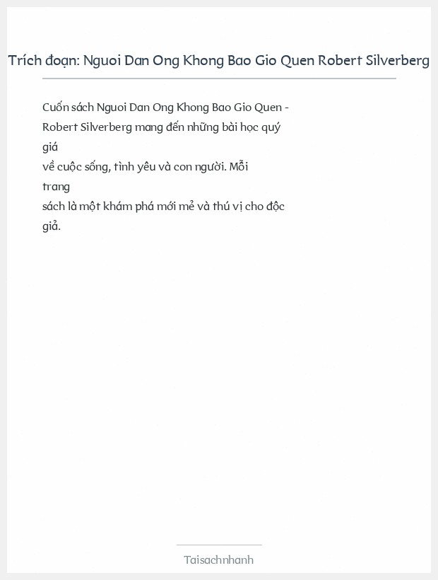 Trích đoạn Nguoi Dan Ong Khong Bao Gio Quen Robert Silverberg