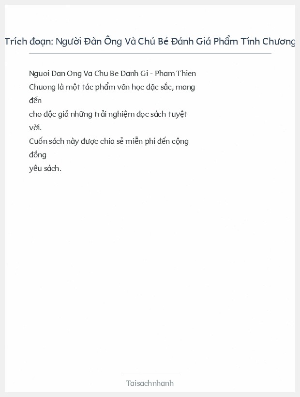 Trích đoạn Người Đàn Ông Và Chú Bé Đánh Giá Phẩm Tính Chương