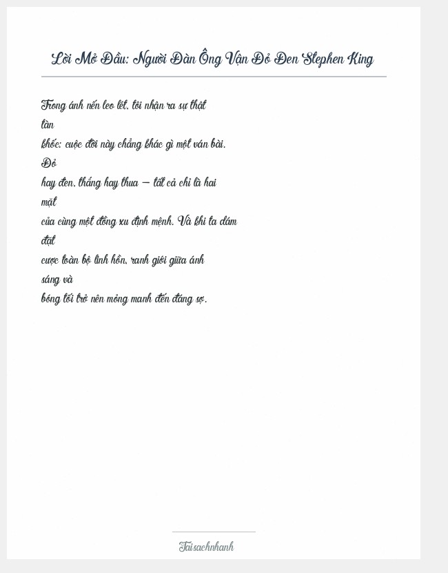 Trích đoạn Người Đàn Ông Vận Đỏ Đen Stephen King