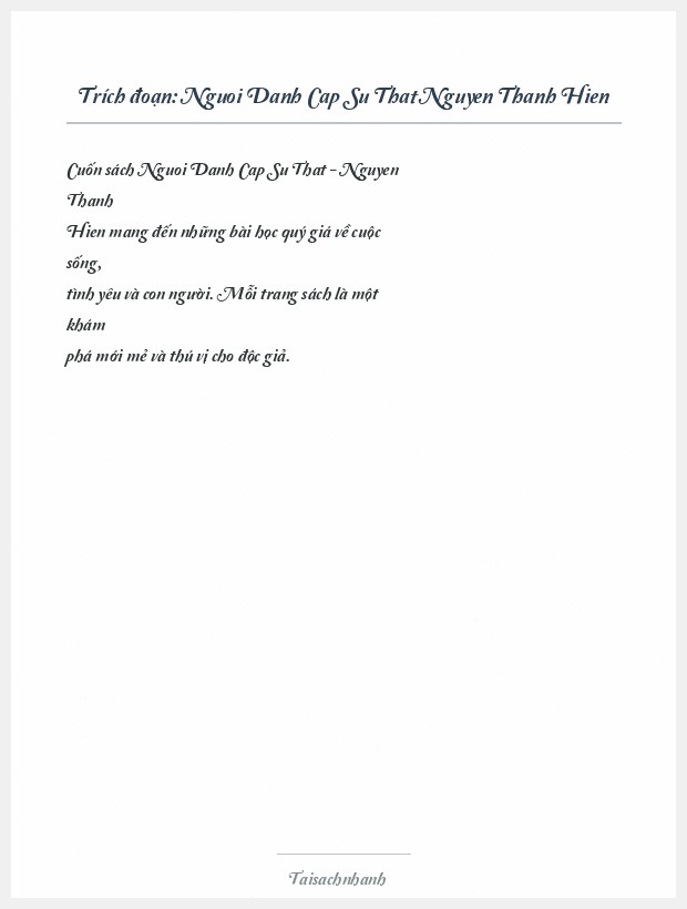 Trích đoạn Nguoi Danh Cap Su That Nguyen Thanh Hien
