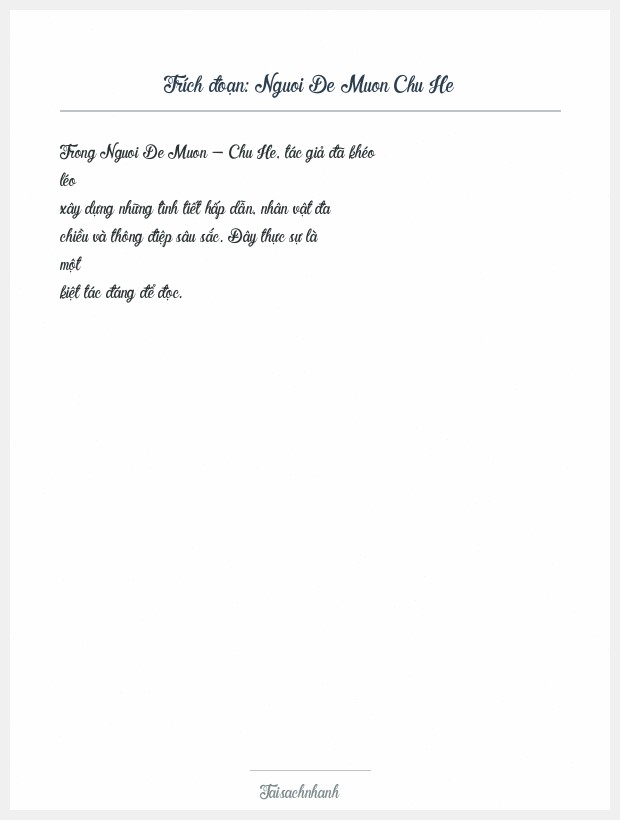 Trích đoạn Nguoi De Muon Chu He