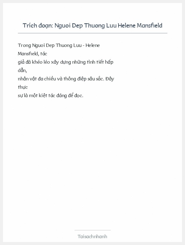 Trích đoạn Nguoi Dep Thuong Luu Helene Mansfield