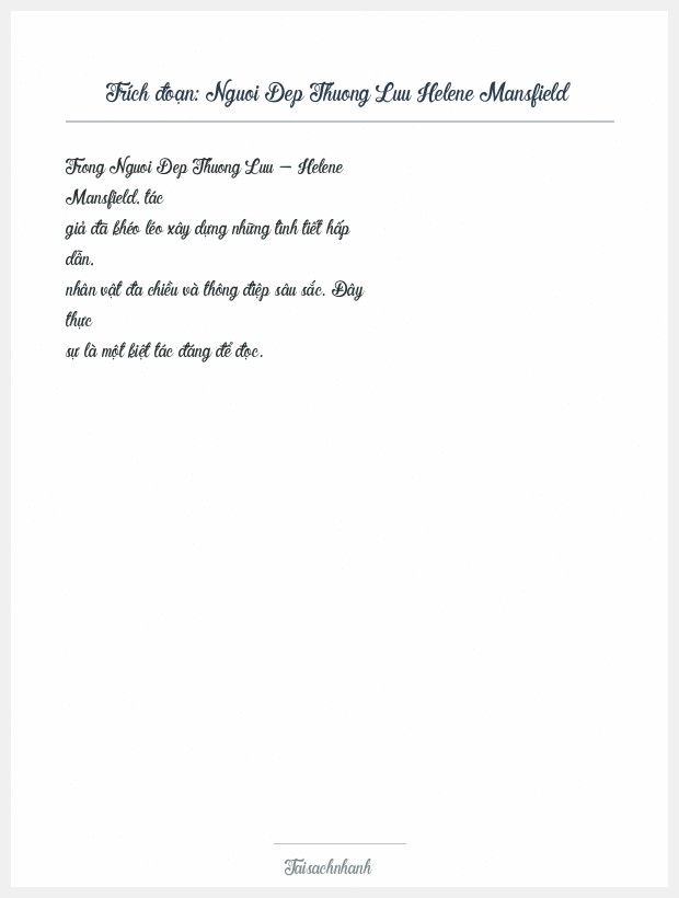 Trích đoạn Nguoi Dep Thuong Luu Helene Mansfield
