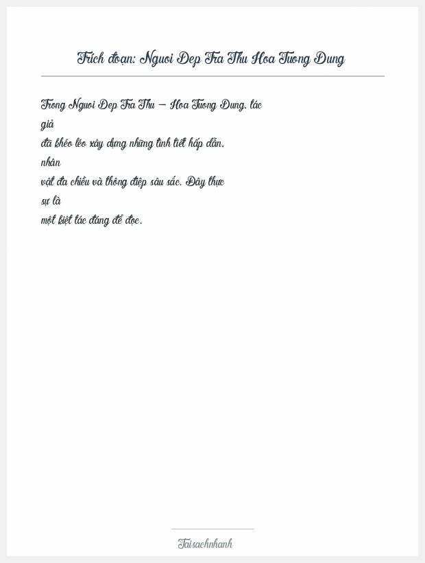 Trích đoạn Nguoi Dep Tra Thu Hoa Tuong Dung