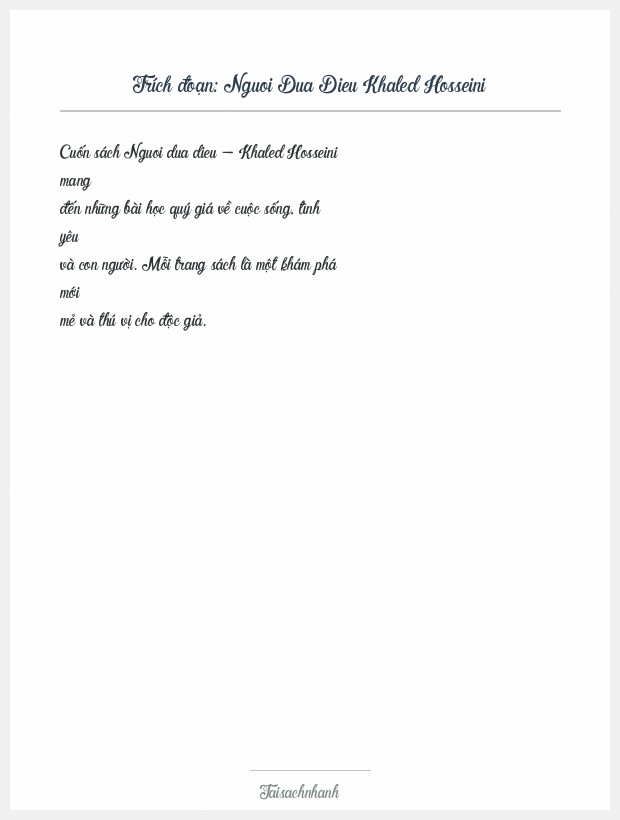 Trích đoạn Nguoi Dua Dieu Khaled Hosseini
