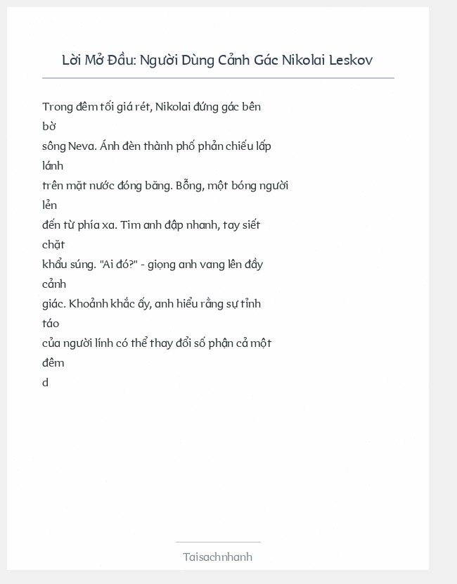 Trích đoạn Người Dùng Cảnh Gác Nikolai Leskov