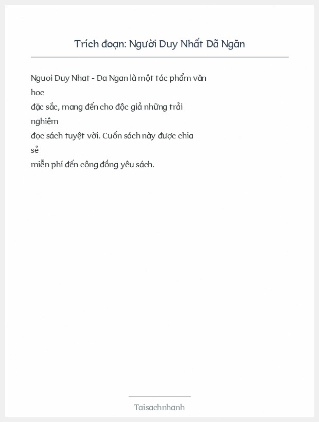 Trích đoạn Người Duy Nhất Đã Ngăn