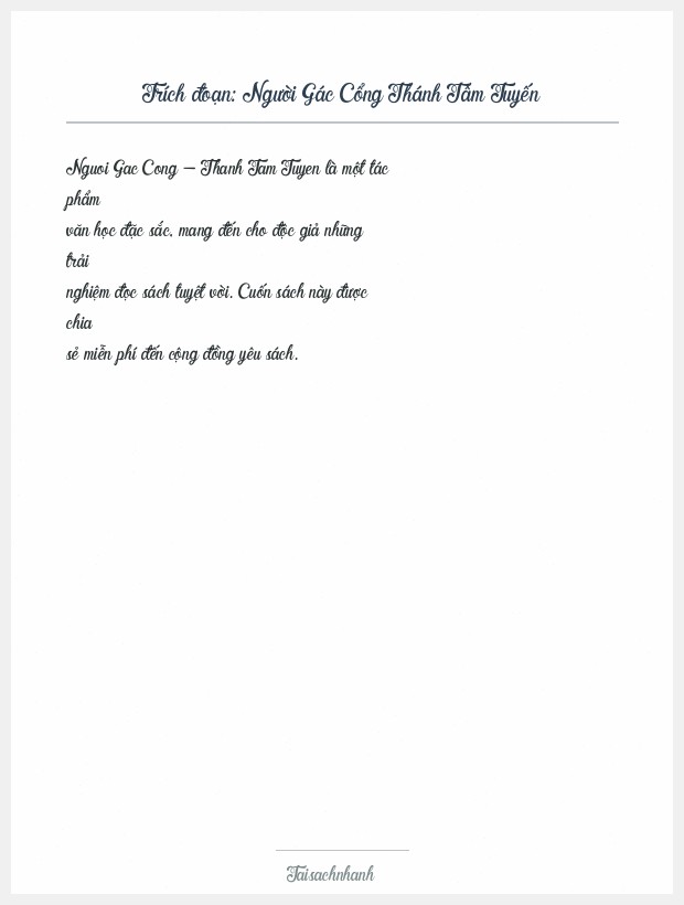 Trích đoạn Người Gác Cổng Thánh Tâm Tuyến