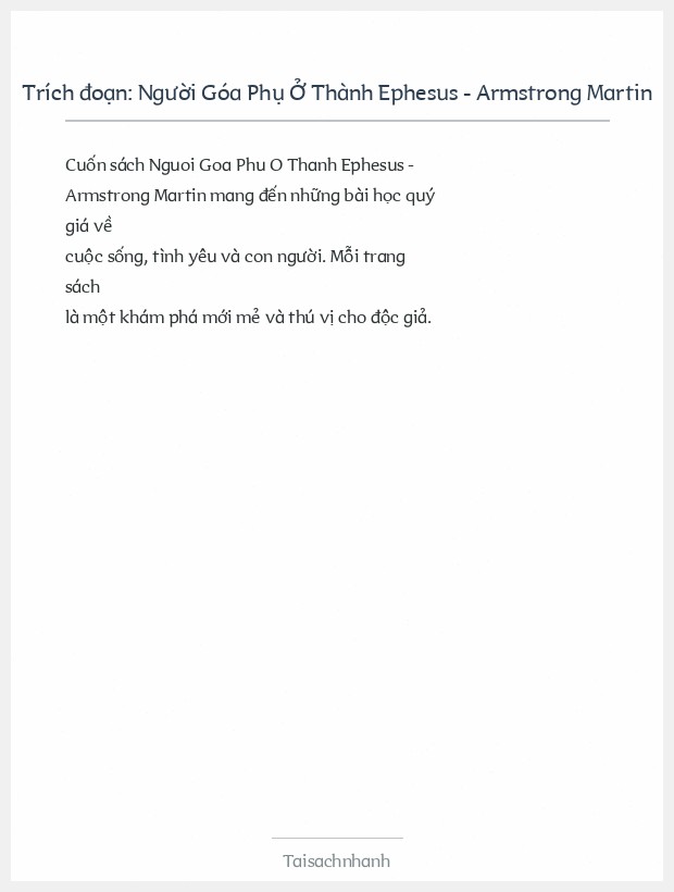 Trích đoạn Người Góa Phụ Ở Thành Ephesus - Armstrong Martin