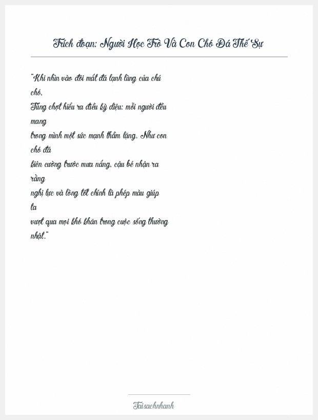 Trích đoạn Người Học Trò Và Con Chó Đá Thế Sự