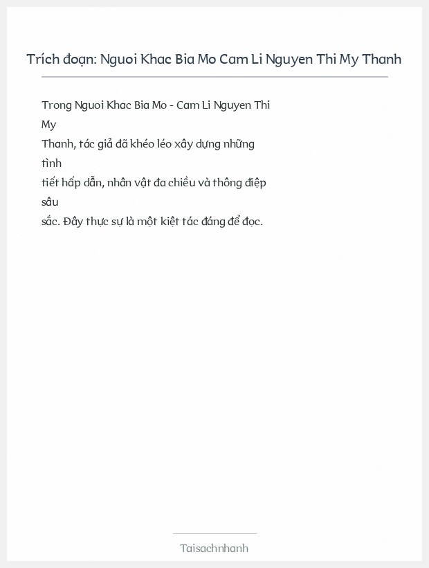 Trích đoạn Nguoi Khac Bia Mo Cam Li Nguyen Thi My Thanh