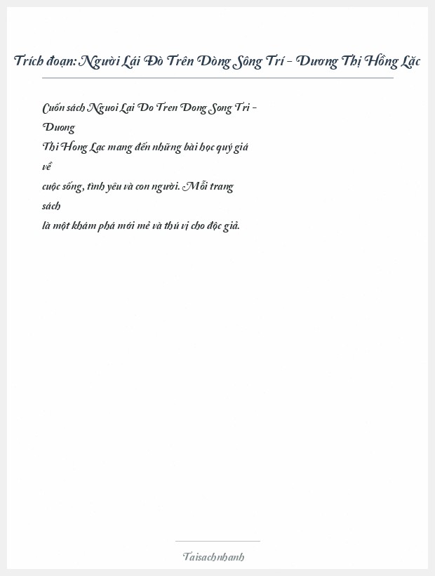 Trích đoạn Người Lái Đò Trên Dòng Sông Trí - Dương Thị Hồng Lặc