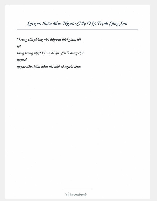 Trích đoạn Người Mẹ Ơ Lý Trịnh Công Sơn