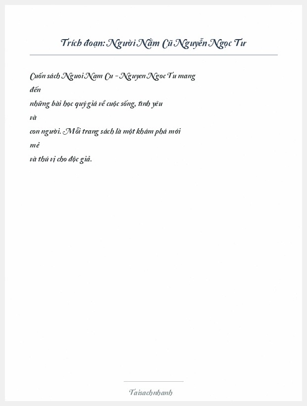 Trích đoạn Người Nằm Cũ Nguyễn Ngọc Tư