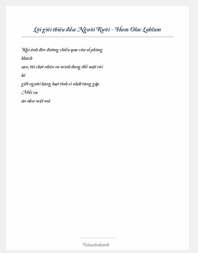 Trích đoạn Người Rưỡi - Hans Olav Lahlum