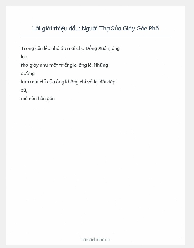 Trích đoạn Người Thợ Sửa Giày Góc Phố