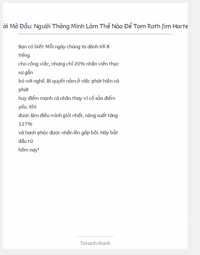 Trích đoạn Người Thông Minh Làm Thế Nào Để Tom Rath Jim Harter